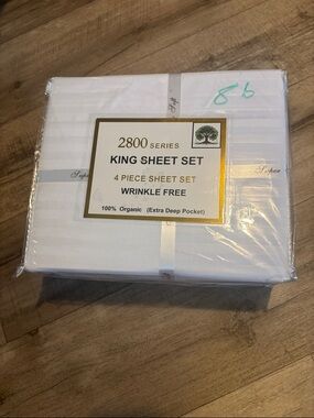 2800 Series King Sheet Set - White - 4 Piece Wrinkle Free